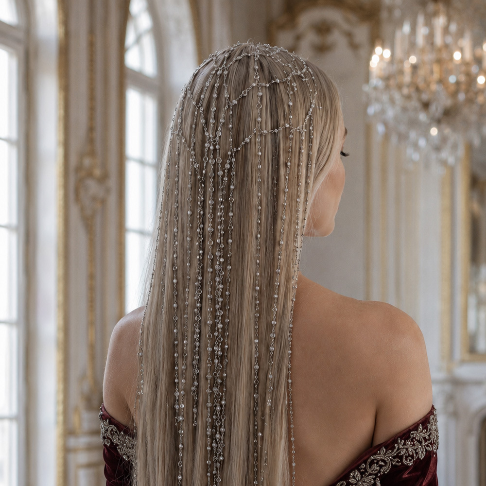 Women Accessories Dropshipping - Kaskadewijde haarband met kwastjes, bruidshaar, mesh