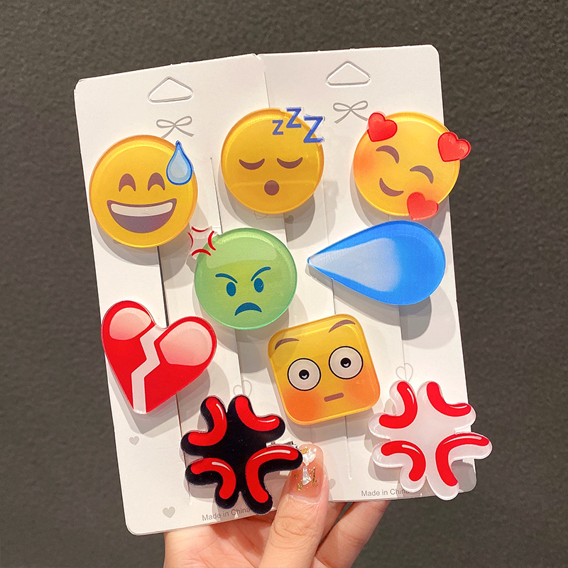 Women Accessories Dropshipping - Mode Emojied Haarspeld Sprakeloos Zweet Boze
